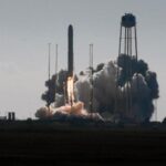 Launch of spacecraft carrying PV cells